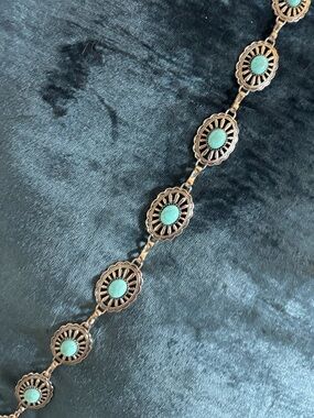 Turquoise Silver boho Link belt